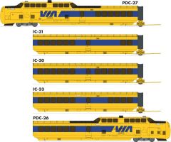 HO UAC TurboTrain (DC/DCC/Sound): VIA #1 - 5-Car Set: #146-201-256-228-151