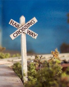 Etched Crossings Rail Road Sign