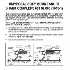 Bodymount Couplers Assembled Short Shank 2pr