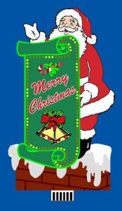 Animated ElectroLuminescent Santa Merry Christmas Sign 5in 14cm