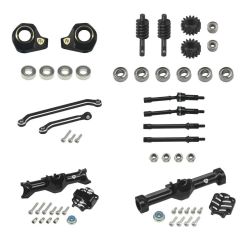Aluminum Front & Rear Axle Set for SCX30 Black