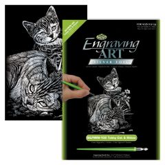Mini Silver Foil Tabby Cat & Kitten