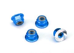 Wheel Nuts 4mm Alu Flanged Serrated Blue 4pk
