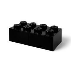 Lego 8 Knobs Brick 2 Drawer Black