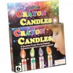 colored Flame Crayon Party Candles 6pc
