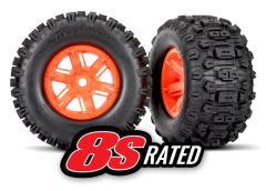 Sledgehammer Tires on Orange Wheels for X-Maxx 2pc
