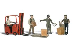 O Scale Figures Workers with Forklift