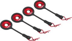 Body Clips w/ Rubber Leash & Washer Red 4pk
