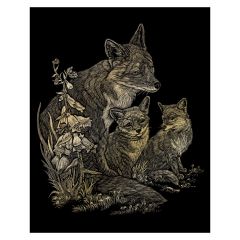 Gold Foil Fox and Cubs