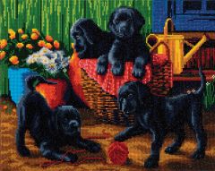 Black Labrador Puppies 40 x 50cm Crystal Art Kit