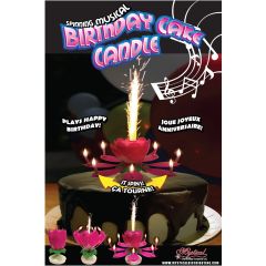 Spinning Musical Birthday Cake Candle Pink