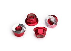 Flanged Nylock Nuts 5mm Red 4pk